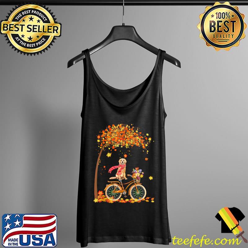 Golden Retriever Riding Bicycle Autumn Leaves Cute Fall T-Shirt Tank Top Golden Retriever Riding Bicycle Autumn Leaves Cute Fall T-Shirt Tank Top