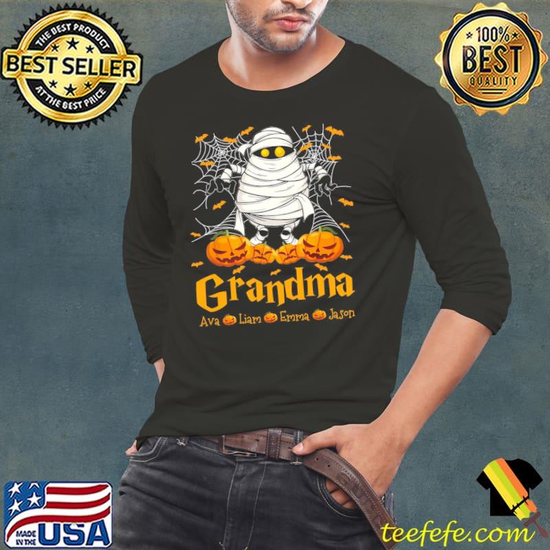 Grandma Ava Liam Emma Jason The Mummy Sticks to the Spiderweb Halloween Shirt