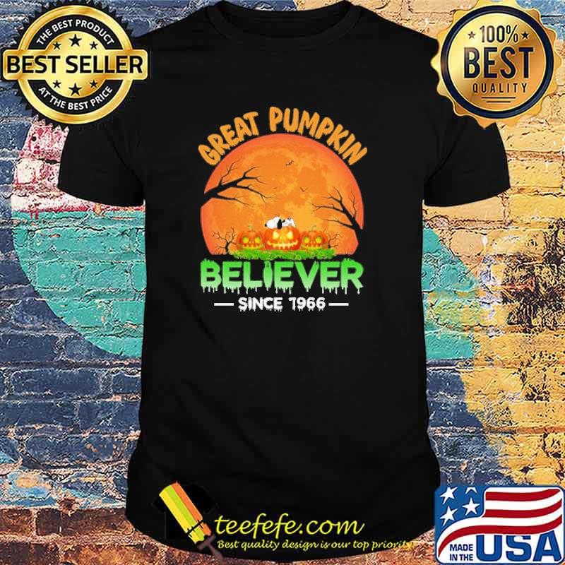 Great pumpkin believer since 1966 snoopy blood moon halloween shirt