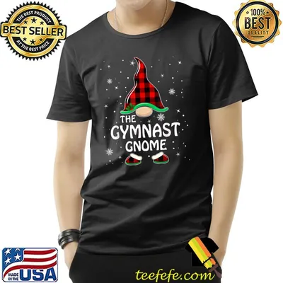 Gymnast Gnome Buffalo Plaid Matching Family Christmas Pajama T-Shirt