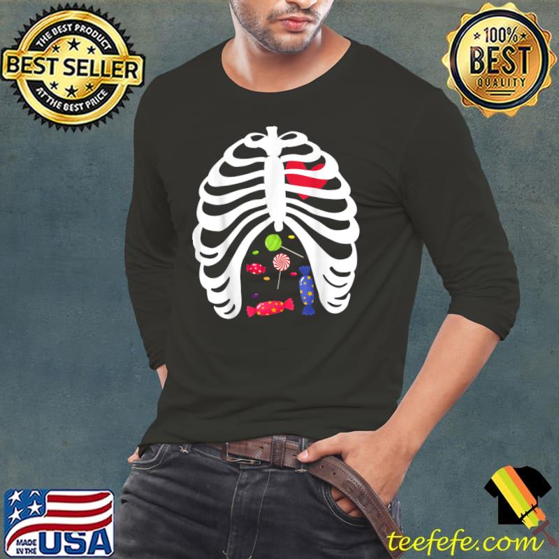 Halloween Candy Skeleton Rib Cage T-Shirt Long Sleeve Tee Halloween Candy Skeleton Rib Cage T-Shirt Long Sleeve Tee