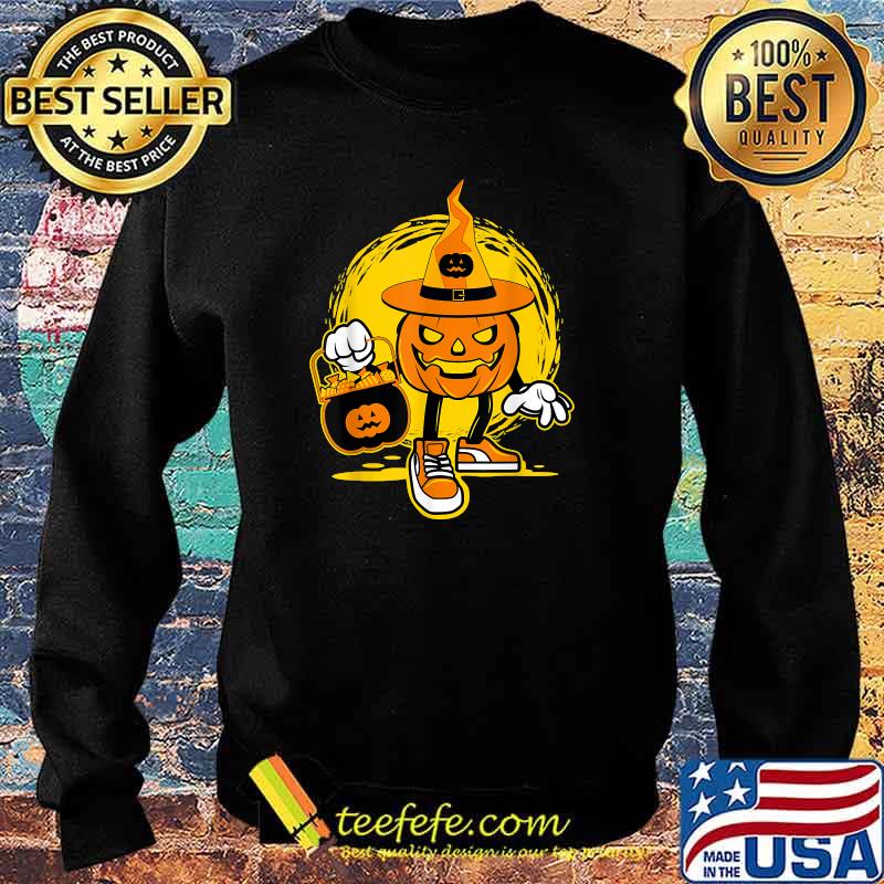 Halloween pumpkin game design character with candies T-Shirt Sweater Halloween pumpkin game design character with candies T-Shirt Sweater