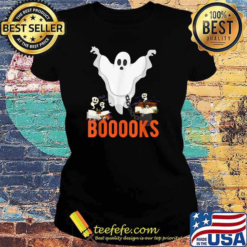Halloween Teacher Librarian Books Reading Ghost Pun BOOOOKS T-Shirt Ladies tee Halloween Teacher Librarian Books Reading Ghost Pun BOOOOKS T-Shirt Ladies tee