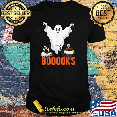 Halloween Teacher Librarian Books Reading Ghost Pun BOOOOKS T-Shirt