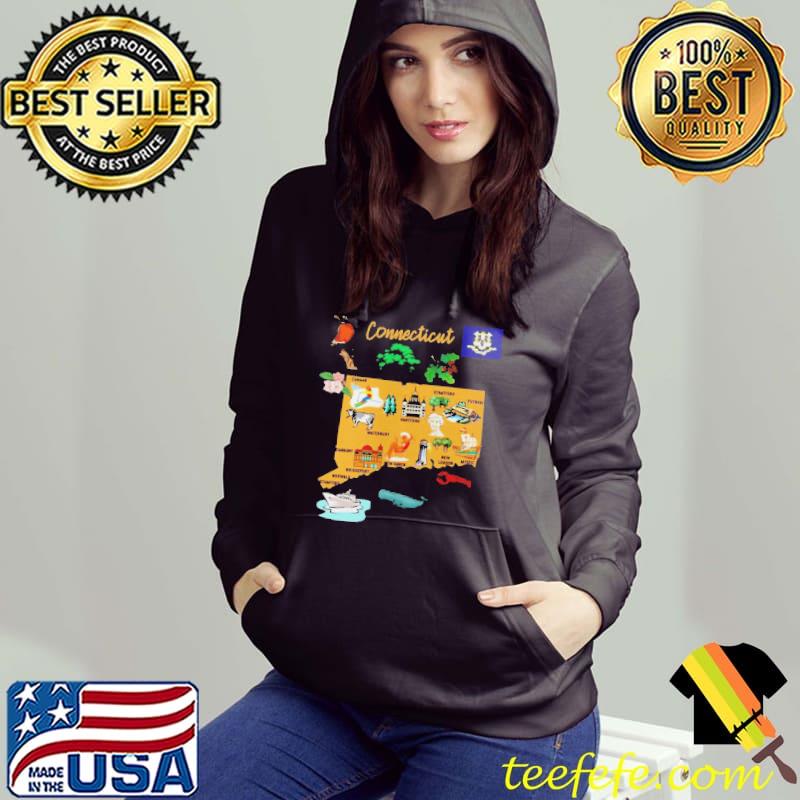 Hand Drawn Illustration Of Connecticut Map Tourist Places Shirt Hoodie Hand Drawn Illustration Of Connecticut Map Tourist Places Shirt Hoodie