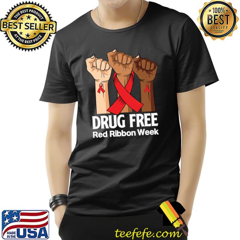 Hand In October We Wear Red Ribbon Week Awareness T-Shirt