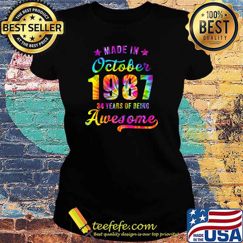 Happy 34th Birthday Decoration Made In October 1987 T-Shirt Ladies tee Happy 34th Birthday Decoration Made In October 1987 T-Shirt Ladies tee