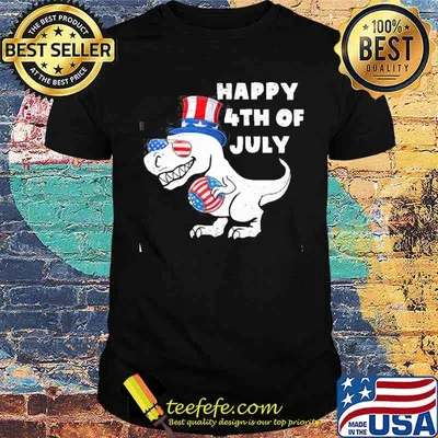 Happy 4th of July baseball T Rex sunglasses american flag hat uncle sam shirt