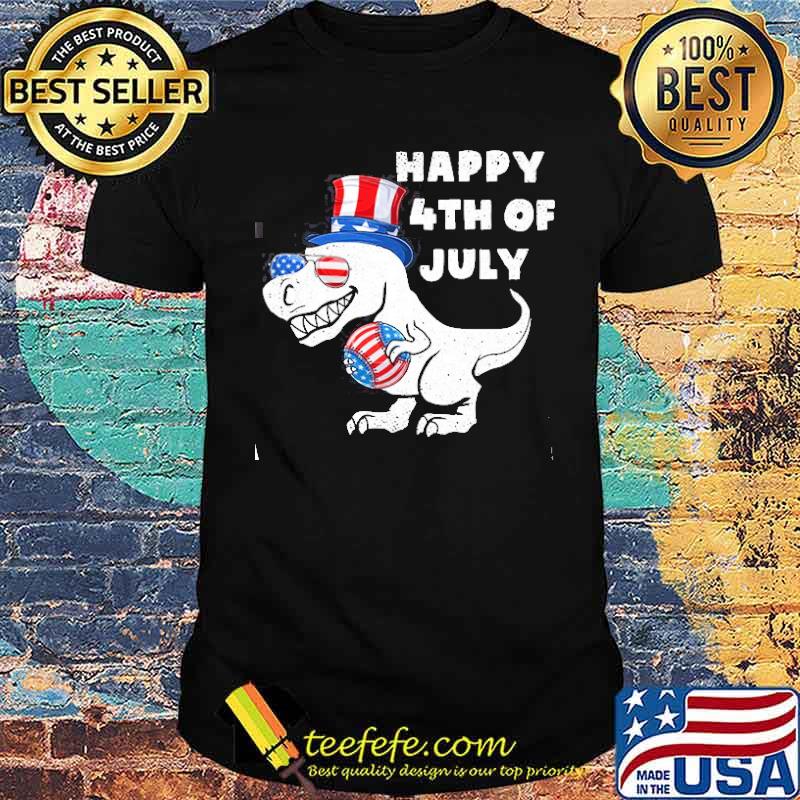 Happy 4th of July baseball T Rex sunglasses american flag hat uncle sam shirt