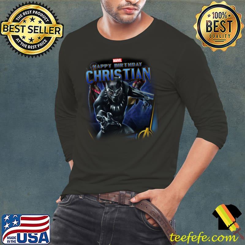 Happy Birthday Christian marvel Black Panther T-Shirt Long Sleeve Tee Happy Birthday Christian marvel Black Panther T-Shirt Long Sleeve Tee