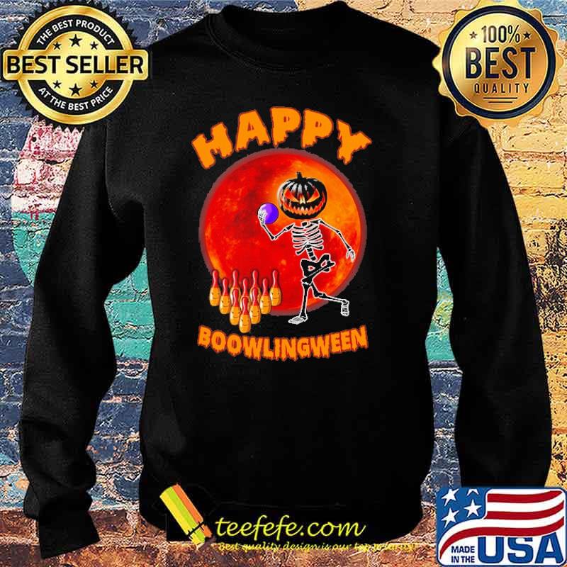 Happy Boowlingween Skeleton Pumpkin Blood Moon Halloween s Sweater Happy Boowlingween Skeleton Pumpkin Blood Moon Halloween s Sweater