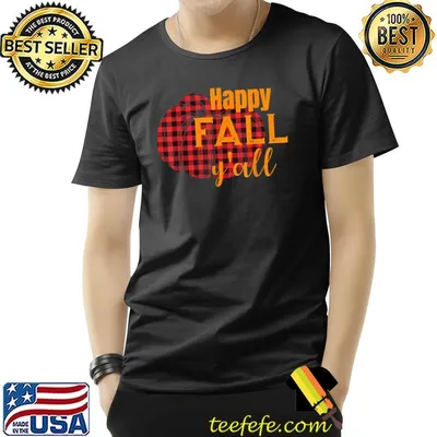 Happy Fall Y'all Women Cute Graphic Thanksgiving Autumn T-Shirt