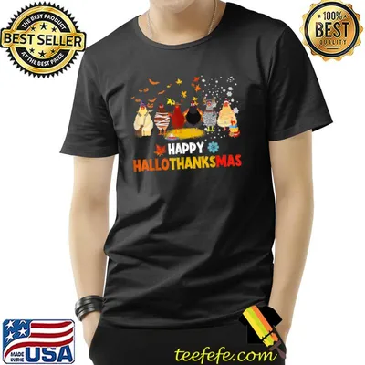 Happy Hallothanksmas Chickens Costume Halloween Thanksgiving T-shirt