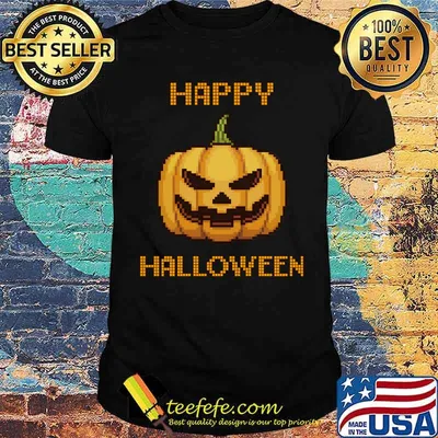 Happy Halloween Gamer Shirt Pumpkin 8Bit Pixel Video Gaming T-Shirt