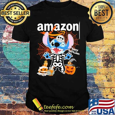 Happy halloween stitch with amazon logo shirt