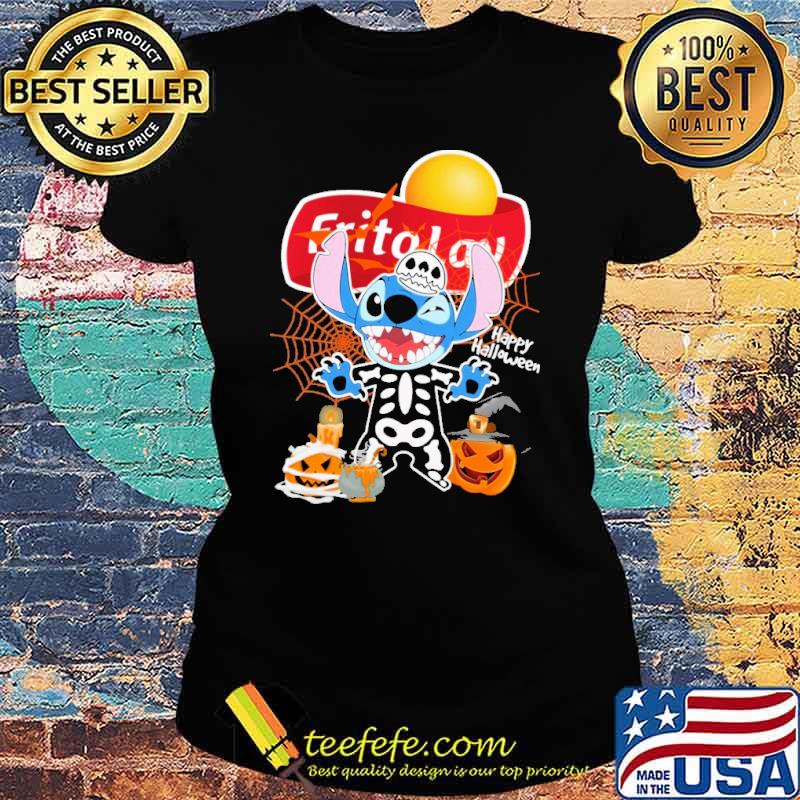 Happy halloween stitch with Frito lay logo s Ladies tee Happy halloween stitch with Frito lay logo s Ladies tee