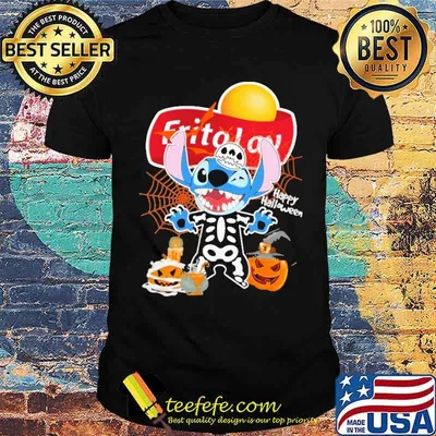 Happy halloween stitch with Frito lay logo shirt