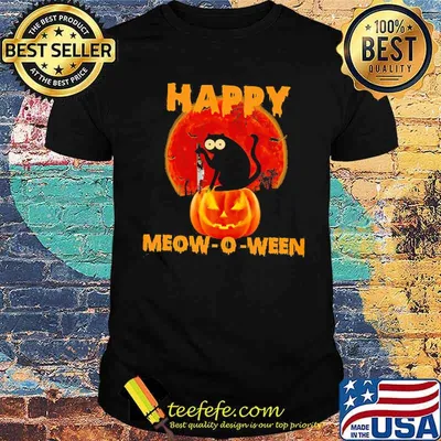 Happy meow o ween pumpkin blood moon halloween shirt