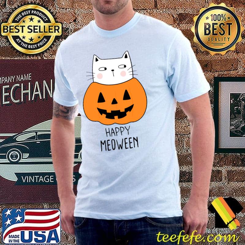Happy Meoween Cat Pumpkin Halloween T-Shirt Unisex Happy Meoween Cat Pumpkin Halloween T-Shirt Unisex
