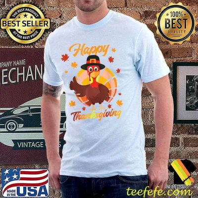 Happy Thanksgiving Shirts for Boys Girls Kids Pilgrim Turkey T-Shirt
