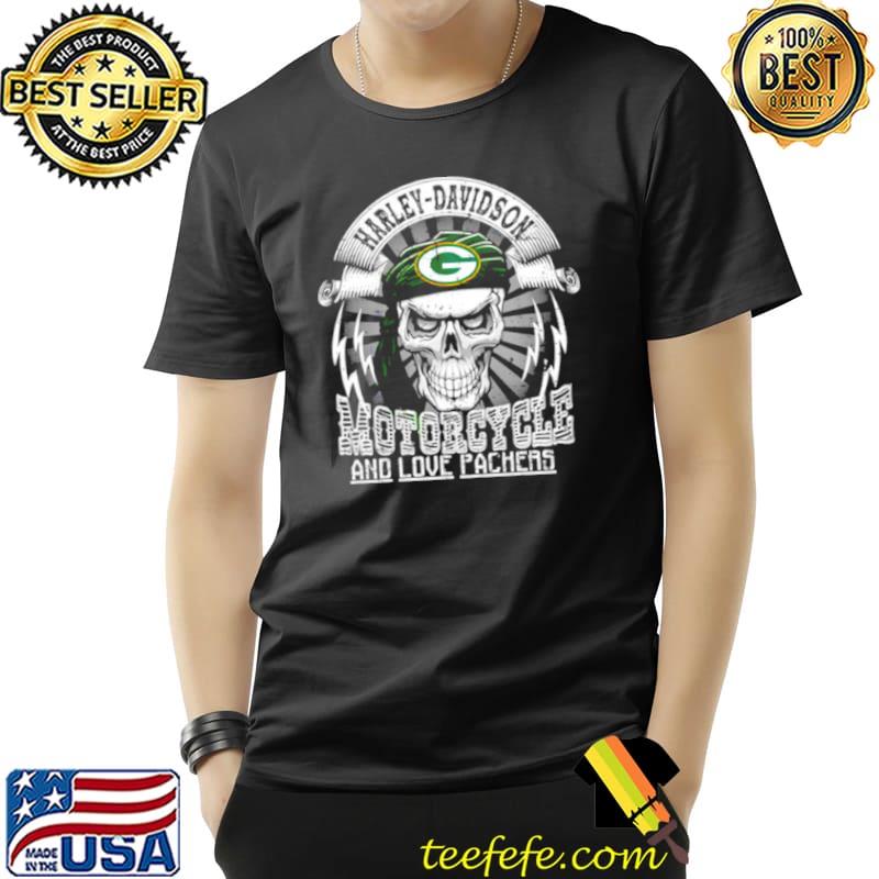 Official Green Bay Packers Skull Harley-davidson Motorcycles And Love Packers  Shirt, hoodie, sweater, long sleeve and tank top