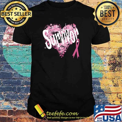 Heart Pink Ribbon Survivor Breast Cancer T-Shirt