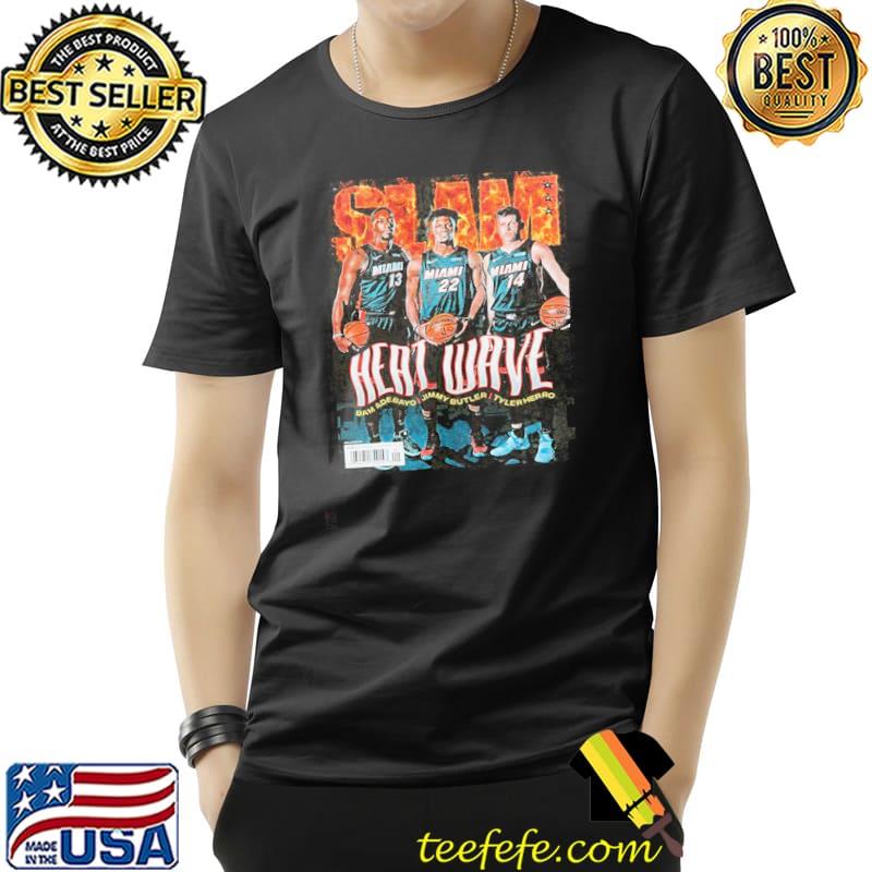 Heat Wave SLAM Cover Tee - Bam + Jimmy + Herro Basketball Team Shirt Unisex Heat Wave SLAM Cover Tee - Bam + Jimmy + Herro Basketball Team Shirt Unisex