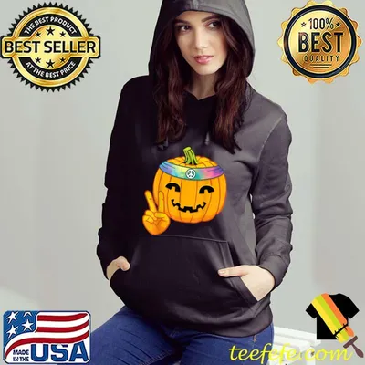 Hippie Halloween Pumpkin Peace Sign Hand Headband Tie Dye T-Shirt