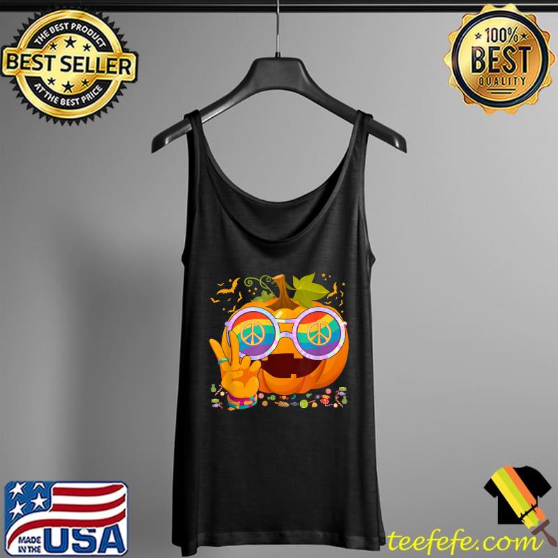 Hippie Halloween Pumpkin Peace Sign Hand Sunglasses Tie Dye T-Shirt Tank Top Hippie Halloween Pumpkin Peace Sign Hand Sunglasses Tie Dye T-Shirt Tank Top