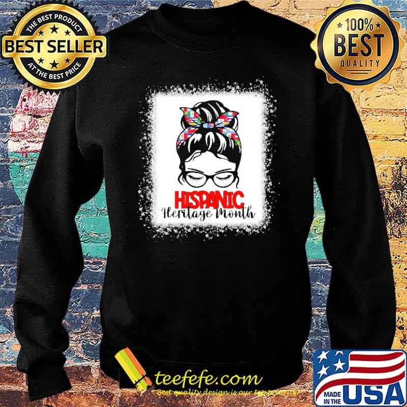 Hispanic Heritage Month Latina Women Messy Bun Hispanic Flag Sweater Hispanic Heritage Month Latina Women Messy Bun Hispanic Flag Sweater