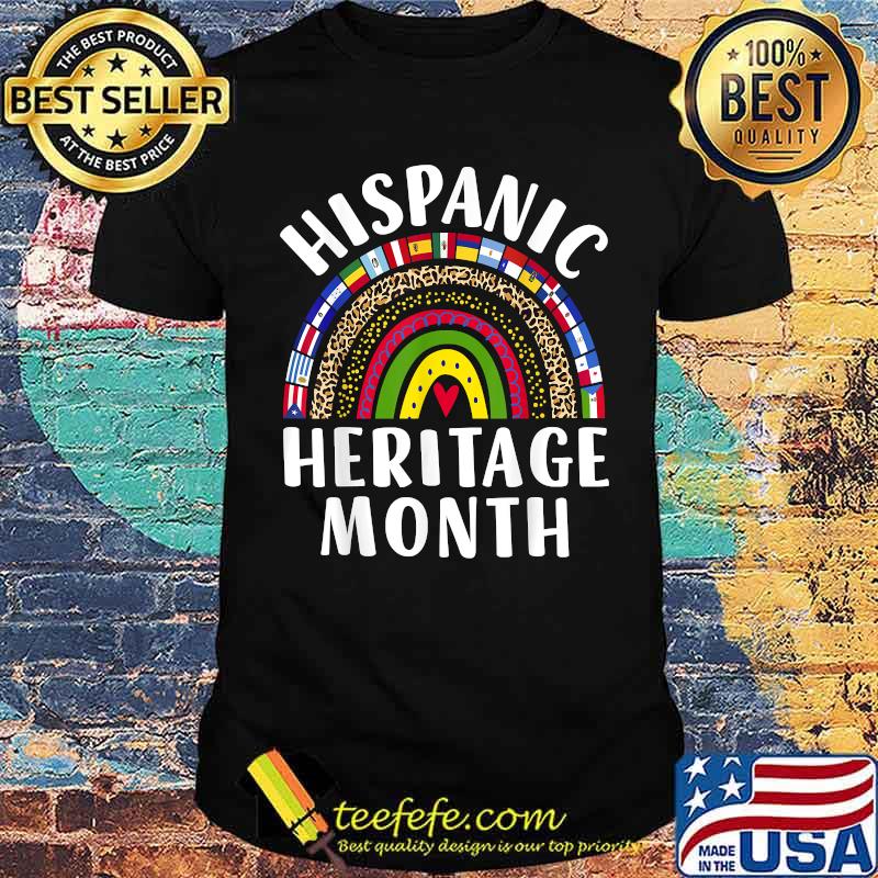 Hispanic Heritage Month Rainbow Latino Countries Flags T-Shirt