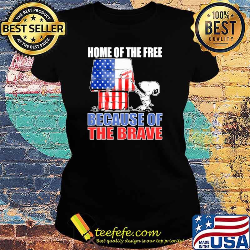 Home of the free because of the brave snoopy usa flag s Ladies tee Home of the free because of the brave snoopy usa flag s Ladies tee