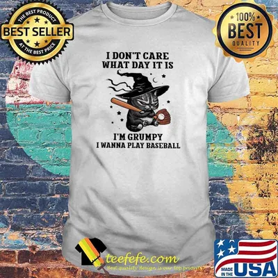I Don't Care What Day It Is I'm Grumpy I Wanna Play Baseball Cat Shirt