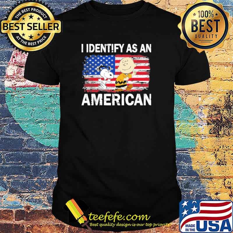 I identify as an american charlie brown and snoopy flag shirt