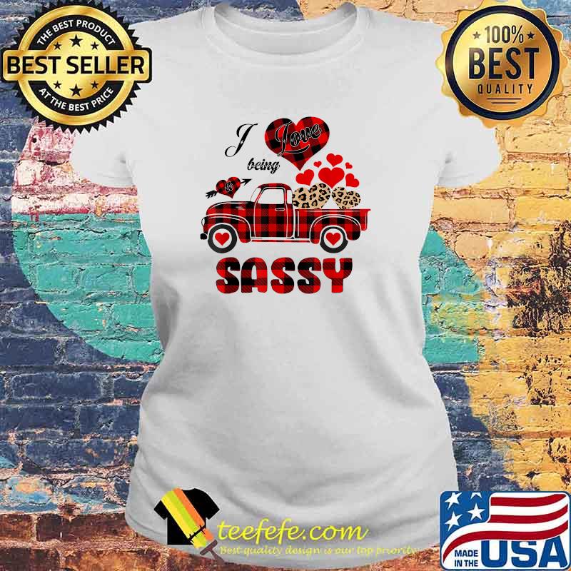 I Love Being A Sassy Red Truck Heart Leopard For Christmas T-Shirt Laides tee I Love Being A Sassy Red Truck Heart Leopard For Christmas T-Shirt Laides tee