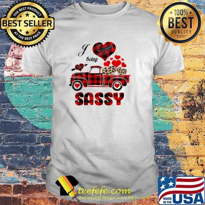 I Love Being A Sassy Red Truck Heart Leopard For Christmas T-Shirt