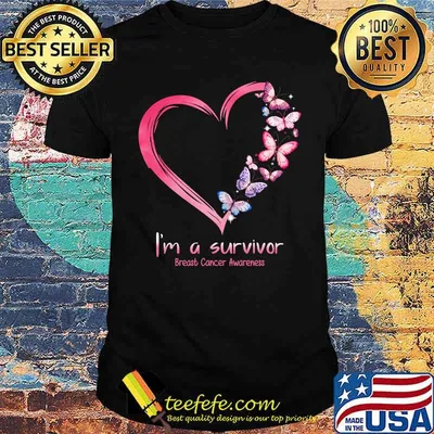 I'm a Survivor Fight Breast Cancer Heart Butterfly T-Shirt