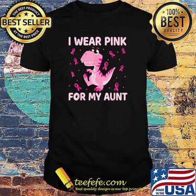 I Wear Pink For My Aunt Dinosaur Breast Cancer Kids Boys T-Shirt