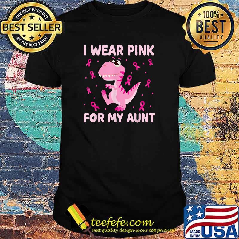 I Wear Pink For My Aunt Dinosaur Breast Cancer Kids Boys T-Shirt