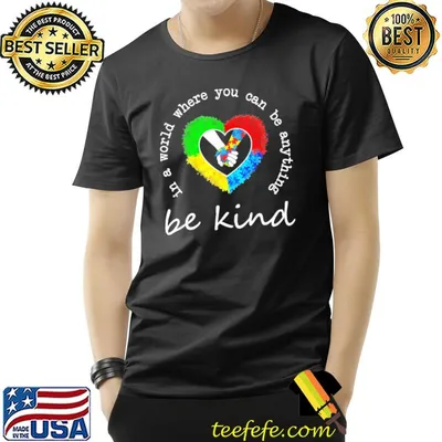 In A World Where You Can Be Anything Be Kind Autism Heart shirt