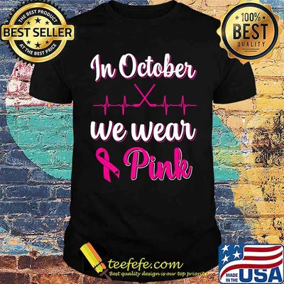 In October We Wear Pink Breast Cancer Awareness Ice Hockey Premium T-Shirt