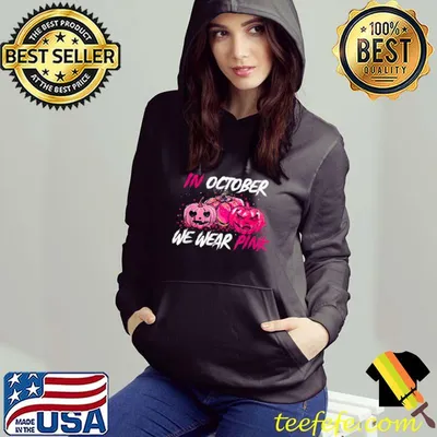 In October We Wear Pink Breast Cancer Pumpkin Halloween T-Shirt