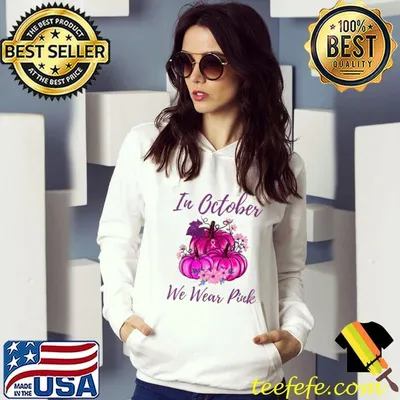 In October We Wear Pink Pumpkin Flowers Breast Cancer Awareness T-Shirt