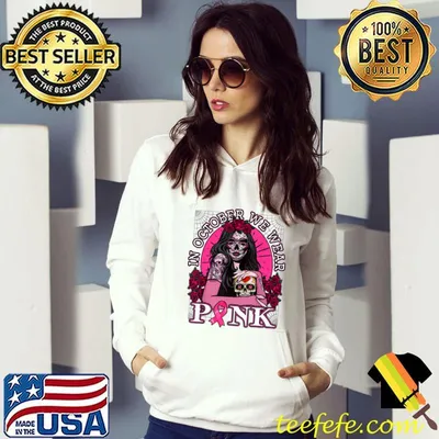 In October We Wear Pink Skull Womens Breast Cancer Awareness Premium T-Shirt