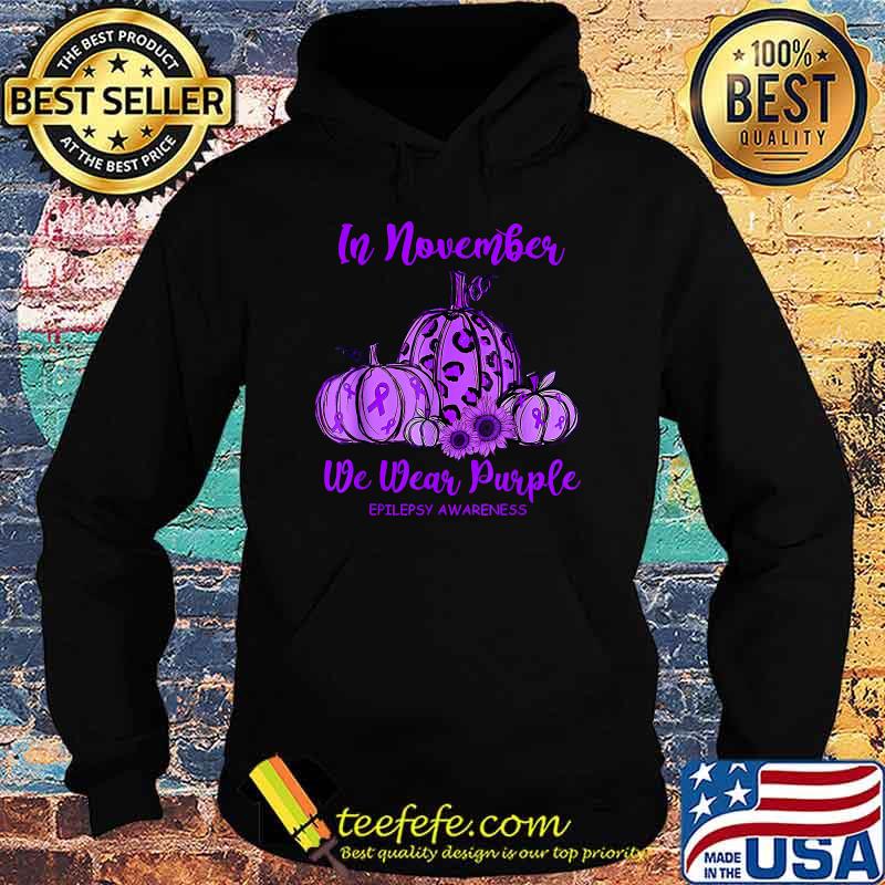 In october we wear purple pumpkin Epilepsy awareness T-Shirt Hoodie In october we wear purple pumpkin Epilepsy awareness T-Shirt Hoodie