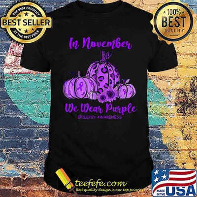 In october we wear purple pumpkin Epilepsy awareness T-Shirt