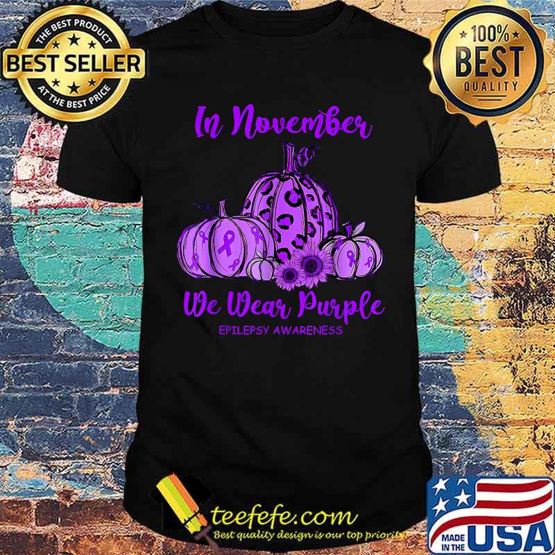 In october we wear purple pumpkin Epilepsy awareness T-Shirt