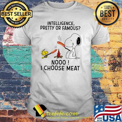 Intelligence pretty or famous noo i choose meat snoopy and woodstock shirt