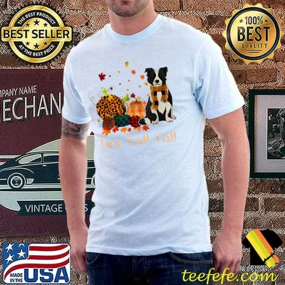It's Fall Yall Border Collie Pumpkin Dog Thanksgiving Costume T-Shirt