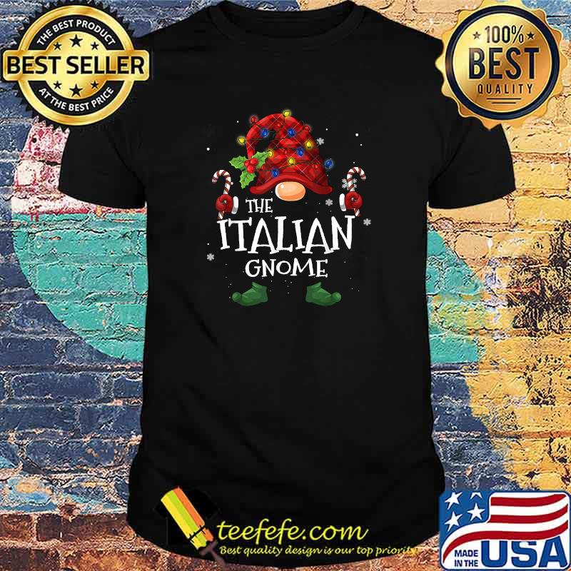 Italian Gnome Buffalo Plaid Christmas Tree Light T-Shirt